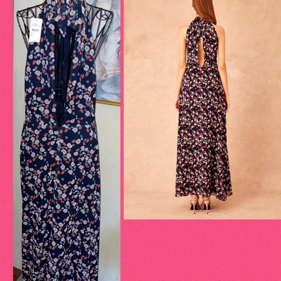 KEEPSAKE THE LABEL "CHARMED GOWN"~NAVY VERSAILLES~BLUE FLORAL~SMALL - Picture 3 of 6